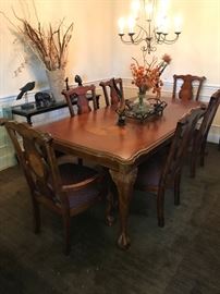 Tremendous Inlaid Dining Table and Chairs