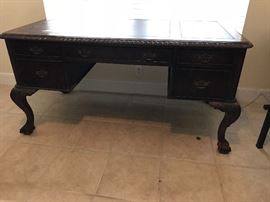 Carved Hooker Furniture Leather Top Desk