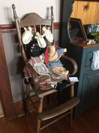 Antique highchair and dolls