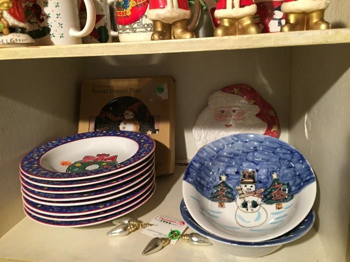Christmas bowls and plates and cups