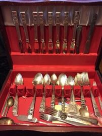 Silverware in wooden box