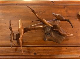 Hand carved bird sculpture