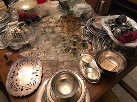 Glassware, silverplate, Sterling