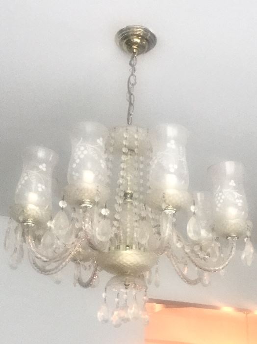 One of two vintage chandeliers