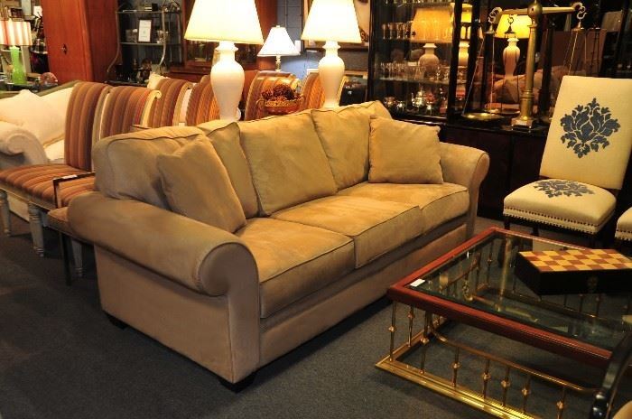 Custom Made Suede Sofa.