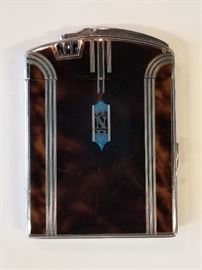 Antique Enamel & Metal Cigarette Lighter & Case.