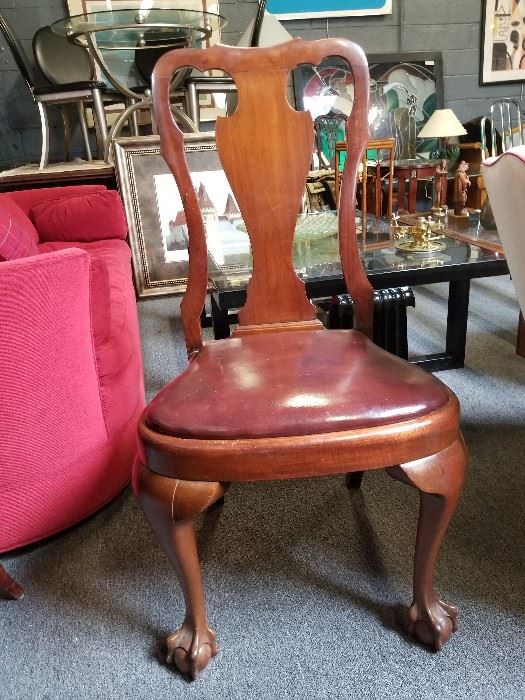 Leather & Mahogany Chair