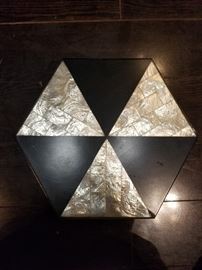 2 Nested Mother of Pearl & Black Hexagonal Storage Boxes.