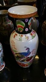 Asian Vase With Peacock Motif.
