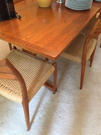 Large Danish Dining Room Set by Niels Otto Møller Teak & Papercord Model 78 1950s