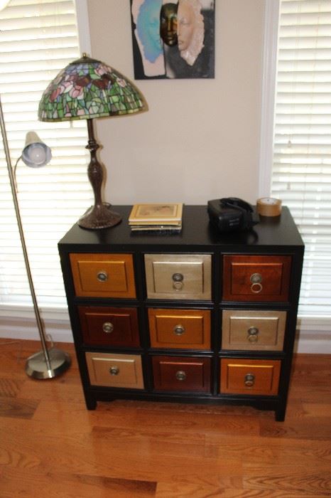 Tiffany style lamp and decorative chest