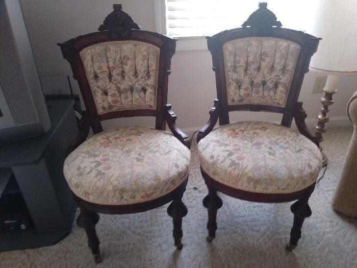 Pair of matching East Lake parlor chairs in excellent condition