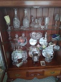 China cabinet filled with crystal