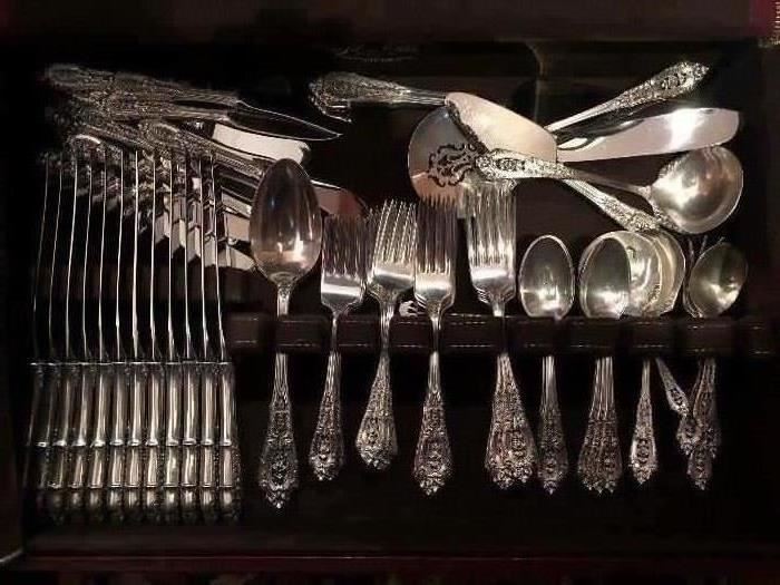 Rose Point by Wallace 74 Piece Sterling Silver Set