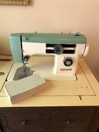 Dayton's Mint Green Sewing Machine with Cabinet