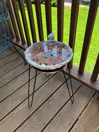 Tile Lined Bird Bath and Stand