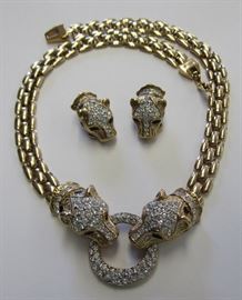 Jewelry rhinestone necklace and earring set