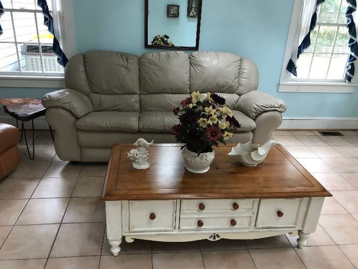 Leather Sofa - Shabby Chic Coffee Table