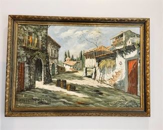 Martinez Santos Signed Oil on Canvas Painting