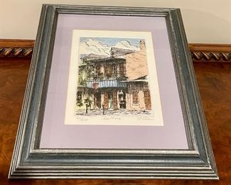 Original Hand Colored Etching by Jack R. Miller Signed "Casa Hove"