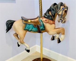 Authentic Hand-Made Master Crafted Restored Jeweled Carousel Horse with Stand