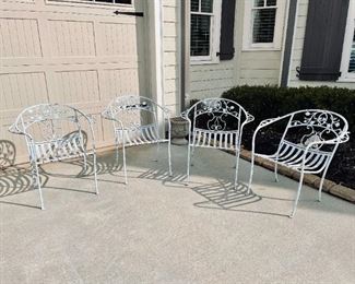 Circa 1920 Wrought Iron Garden Chairs (Set of 4)