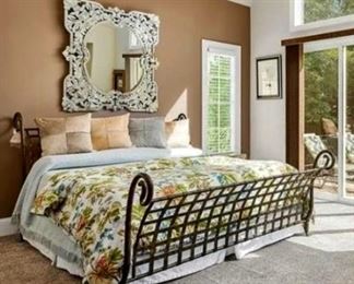 King Sleigh Wrought Iron Bed Frame - Handmade