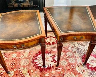 Weiman Heirloom Leather Top Side Tables with Casters (Pair)