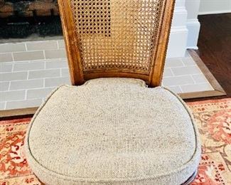 Vintage Cane (Back & Seat) Wood Chair with Removable Upholstered Cushion (Cushion is Covering the CANE Seat)