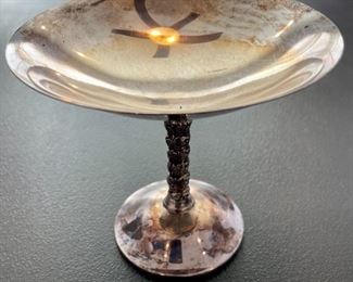 Valero Spiral stemmed Candy Dish Silver Plate