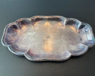 Oval Scalloped Dish/Tray Silver Plate