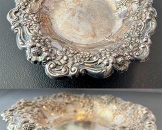 Ornate Pedestal Candy Dish Silver Plate (Top View & Side View)