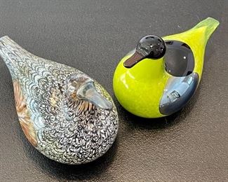 littala Oiva Toikka Female Duck Glass Bird & littala Oiva Toikka Common Teal Male Bird