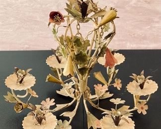 Vintage Italian 1960's Floral Metal Chandelier