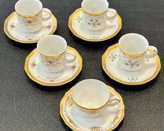 Vintage Tirschenreuth Bavaria Demitasse Tea Cups & Saucer - Set of 5