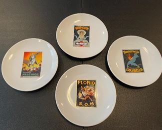 Vintage Posters Set of 4 Plates