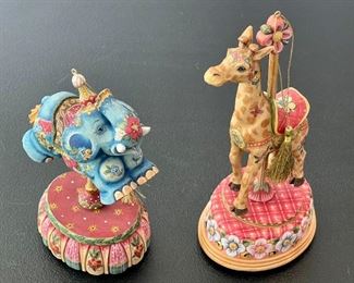 G. DeBrekht The Ringmaster Musical Carousel Elephant & Giraffe Carousel Folk Art