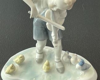 Vintage Kunst Porzellan Ilmenau Boy Plays Violin Figurine