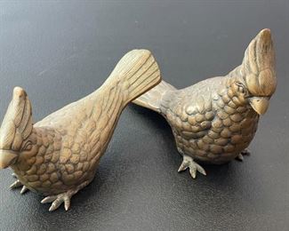 Pair of Male and Female Collectible Vintage Brass Birds