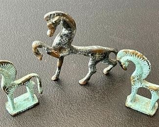 Vintage Greek Trojan Horse Patina Statue Figurines 