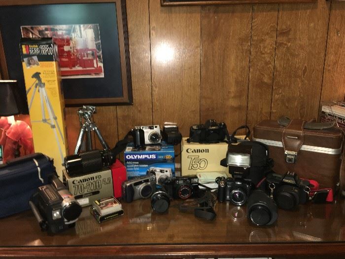 Large Assortment of Cameras. Lens