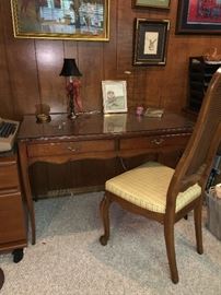 Console Table / Desk with Glass Top and Chair 