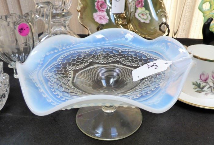 Northwood iridescent "Fish Scale" compote
