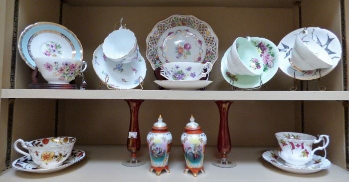 English Bone China cup & saucer sets including Shelley & Stanley