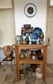 Collection of hand thrown pottery 