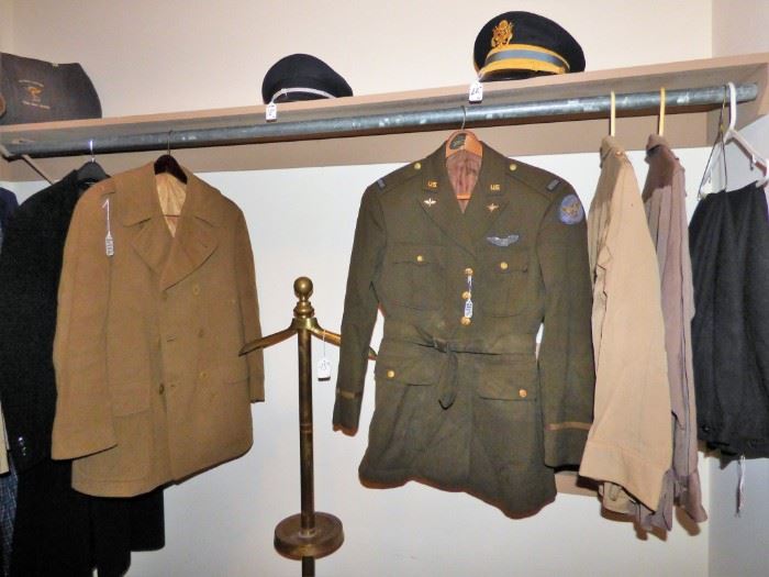 World War II Uniform jacket & wool coat, Navy wool bell bottoms, wool shirts