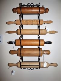 Rolling pins on holder