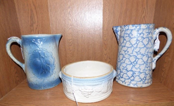 Blue & White Stoneware pieces (as is)