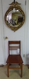Federal Convex mirror with eagle mirror, vintage chair