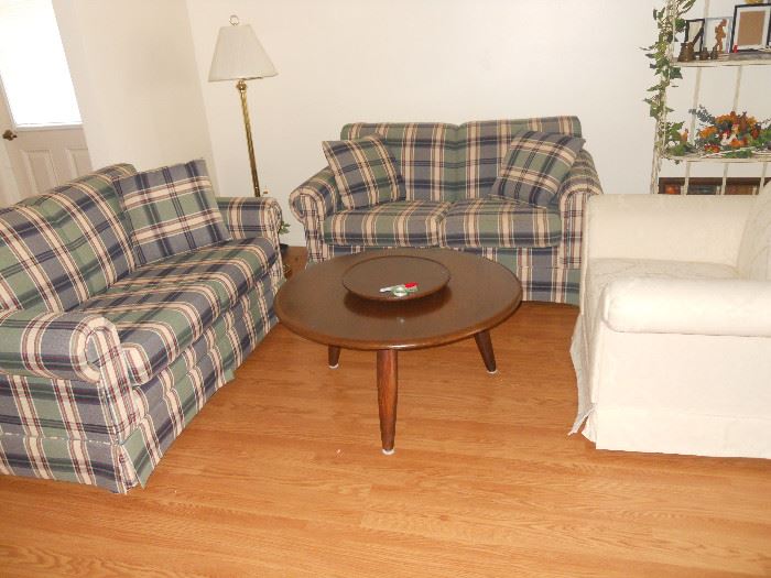 Pair of Matching Loveseats, Side Chair and Coffee Table